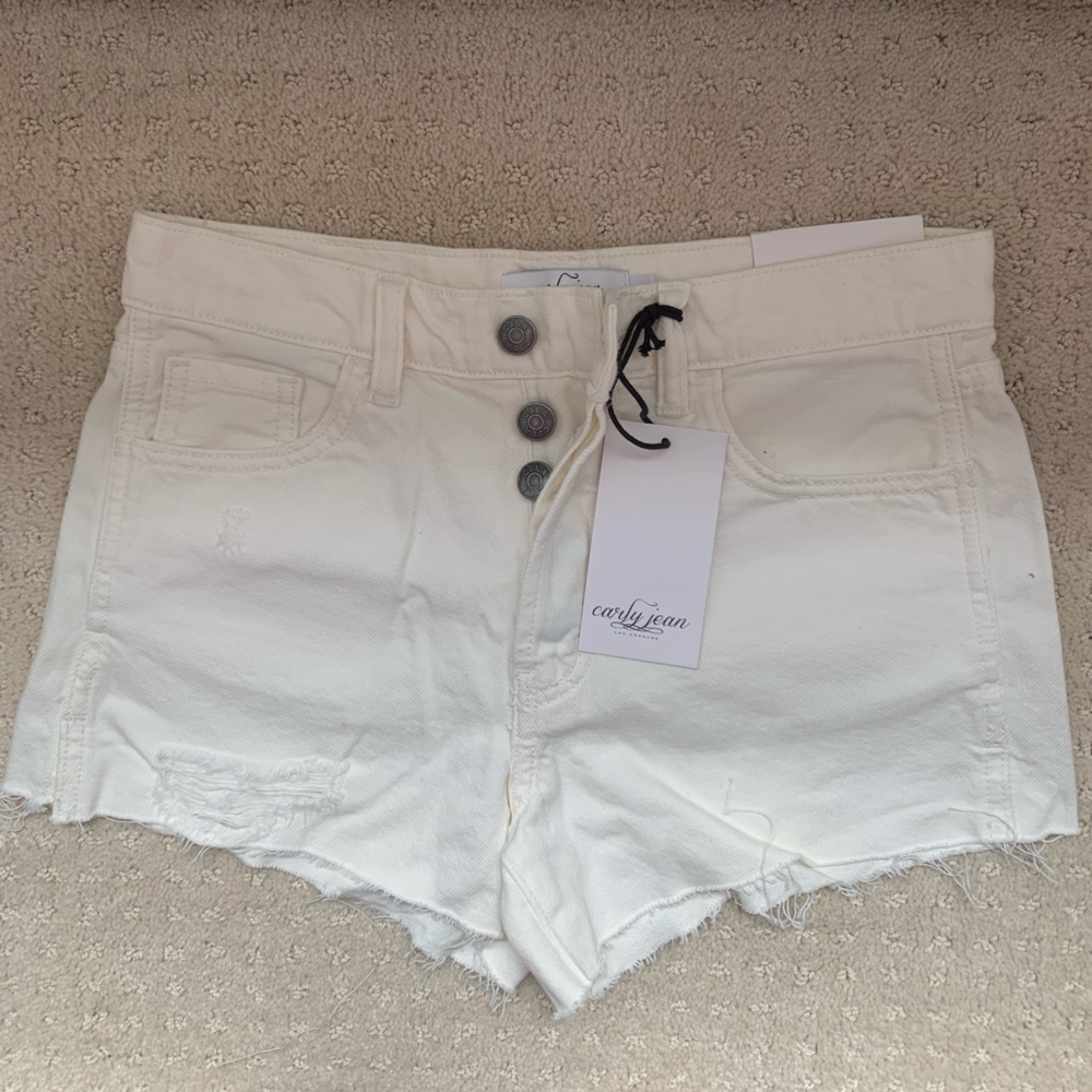 Carly Jean Los Angeles White Denim Shorts